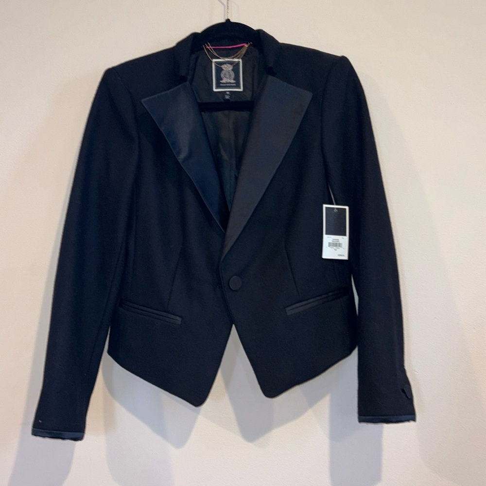 NWT Juicy Couture Pitch Black Wool Blazer Sz 10 $298